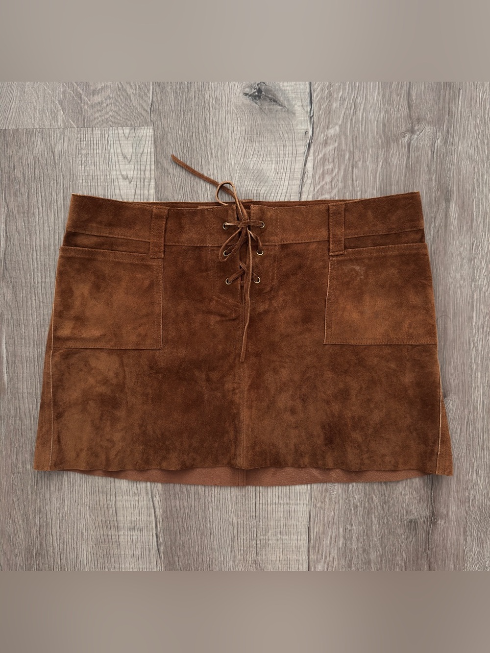 Abercrombie & Fitch Brown Suede Lace-Up Mini Skirt